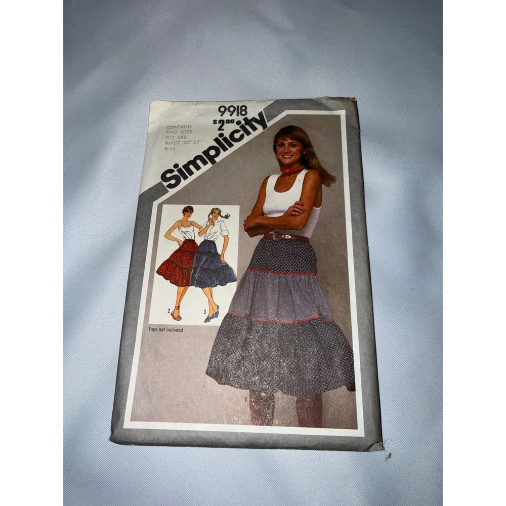 Vintage 1981 Simplicity 9918 Tiered Skirt Sewing Pattern Size 6 8 Boho Prairie